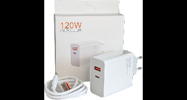 Lenvo 120W Snellader - Telefoon lader set - USB-A- USB C naar USB-C - Inclusief 1m Kabel