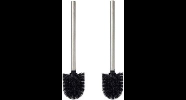 Lifetime Universele Toiletborstel Zwart met RVS Handgreep – Wc Borstel / Toiletborstel – Set van 2 – Stijlvol & Hygiënisch Design