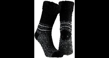 Apollo Huissokken/slofsokken - met anti slip zool - zwart - heren - maat 43-46 - wol