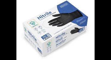 Nitril Handschoenen - PROTECT - Zwart - Poedervrij (MDR PPE III) - M - 100 stuks