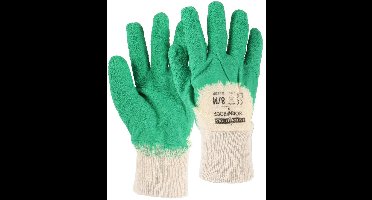 Talen Tools Rozenhandschoenen maat L van katoen, doornbestendig met dikke latex grip, groen