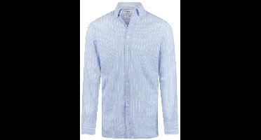 McGregor Overhemd Cotton Linnen Fancy Stripe Shirt Mm261 6001 04 Light Blue Mannen Maat - XXL