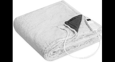 RVV® Elektrische deken 2 persoons - Elektrische deken - Deken - Grijs/Wit Imitatiebont - 180cm x 130cm x 3cm