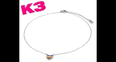 K3 Ketting met regenboog hart - Zilverkleurig RVS - K3 merchandise - K3 sieraden
