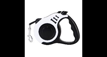Oneay oprolbare hondenriem, automatisch oprolbaar, 5 meter lang, duurzaam en handig, met een antisliphandvat, geschikt voor kleine en middelgrote honden, wit,33 Ibs