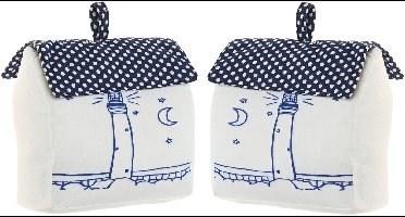 ITEM Deurstopper maritiem huis - 2x - wit - polyester - 15 x 8 x 17 cm - tegen klapperende deuren - strand thema