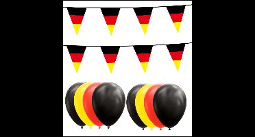 Duitsland feestpakket Big- 6x Vlaggenlijn 10 meter + 150 ballonnen zwart/rood/geel - Versiering Slinger Feestdecoratie Decoratie