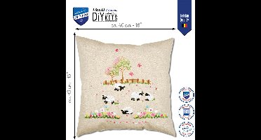 Vervaco - Kussen kit Schaapjes in de wei - PN-0237437 - Borduren - Borduurpakket - Borduurpakket volwassenen - Borduurpakket kind