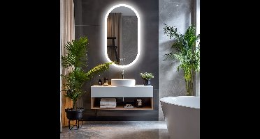 Elegante Ovale LED Spiegel voor Badkamer – 3000K, 80x40 cm