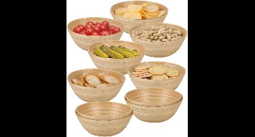 Excellent Houseware Snackschaaltje / kommetje - 10x - D18 x H7 cm - bamboe - naturel - soep / yoghurt / chips