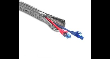 Delock polyester kabelsleeve met ritssluiting | 20mm | hittebestendig | grijs | 1 meter