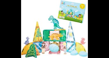Gladi Tiles 29-Delige Magnetische Dino Set - Magnetisch Speelgoed - Magnetic Tiles - STEM Speelgoed voor 3 t/m 12 Jaar - Magnetische Tegels - Magnetische Bouwstenen - Educatief Speelgoed - Speelgoed Cadeau
