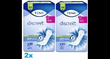 TENA Discreet Extra Incontinentieverband – 2 x 10 Stuks – 12 uur bescherming – Voor vrouwen – Incontinentie Pads – 2 stuks