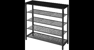 Hoppa! Vintage Metalen Schoenenrek - 4 Lagen - Zwart - 90 x 30 x 93 cm (BxDxH)