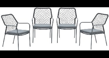 Garden Impressions Dido tuinstoelen set van 4 zwart rope