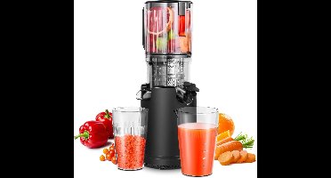 Slowjuicer – Sapcentrifuge – Sapmaker – Juicer – Sapper – Grote Vulopening 126 mm – Krachtige 200W Motor met 8-Traps Wormschroef