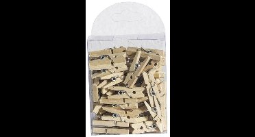 Chaks Hobby mini wasknijpers - 50x - naturel - hout- 2,5 cm