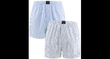 Björn Borg heren cotton stretch 2P wijde boxershorts stripe blauw & wit II