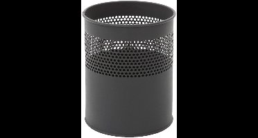 V-Part - Half geperforeerde papierbak 10 liter - Steel - zwart - Prullenbak