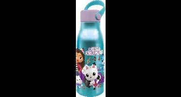 Gabby's Poppenhuis Aluminium Drinkfles – 760 ml – Met rubberen draaglus – Sluit goed af – Drinkfles voor kinderen – Lichtgroen/Turqoise