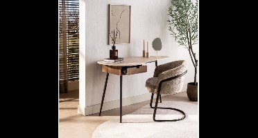 Kaptafel Travino organisch - travertin keramiek - 127x62x77 cm - Japandi