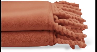 Unique Living - Fleece Plaid Met Franjes - 130x160 - Terra