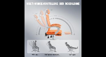 Bureaustoel – Kantoorstoel – Werkstoel – Bureaustoel Ergonomisch – Oranje Kleur – Verstelbare Rugleuning – Ademend Mesh Materiaal – Max. 150 kg Belastbaar