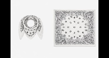 HS Grote Bandana Sjaal - Wit Paisley - 110x110 cm - Cashmere Look