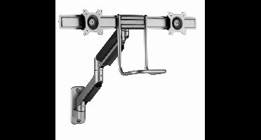 Monitorarm met gasveer voor 2 monitoren (wandmontage), space grey