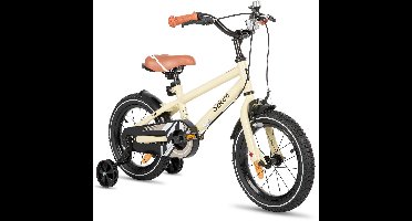 STITCH Totem Jongensfiets - 14 Inch - Kinderfiets voor 3 tot 5 Jaar - Met Zijwieltjes - Beige
