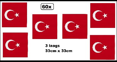 60x Servetten Turkije 33cm x 33cm - 3 laags - Servet diner eten knoeien restaurant Suisse BBQ thema feest verjaardag feest