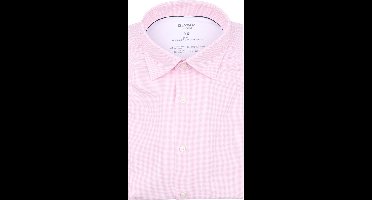 OLYMP Overhemd Level 5 24/Seven Pied De Poule Roze - Maat 42 - Heren - Overhemden Formeel
