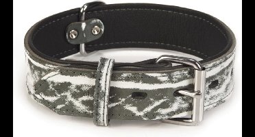 Leren halsband Safari, zwart.