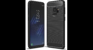 Hoesje geschikt voor Samsung Galaxy S9 - Siliconen Rugged Armor / Geborsteld TPU Zwart Premium Case (Black)