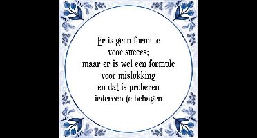 Tegeltje met Spreuk (Tegeltjeswijsheid): Er is geen formule voor succes; maar er is wel een formule voor mislukking en dat is proberen iedereen te behagen + Kado verpakking & Plakhanger