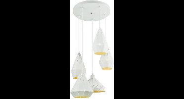Hanglampen set 5x 'Schorsing' metaal wit