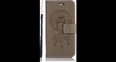 Shop4 - Geschikt voor Nokia 3.1 (2018) Hoesje - Wallet Case Dromenvanger Uil Grijs