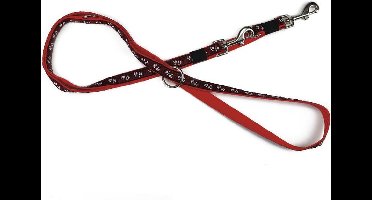 Nylon dressuurlijn, poot motief. Rood.