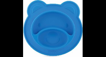 Nûby Siliconen bord en placemat in één met zuigbodem - Beer - Blauw - 9m+