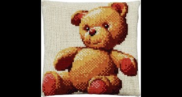 Pako Borduurpakket kruissteekkussen - Teddybeer - geprint stramien - 003.081- DIY kit