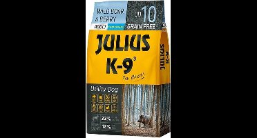 Julius K9 - Graanvrij en hypoallergeen hondenvoer - hondenbrokken op everzwijn/lam/rund & aardappel basis - voor volwassen honden - 10kg