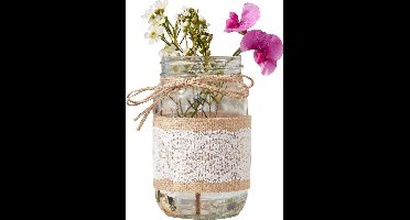 Glazen pot met deco (excl bloemstuk)