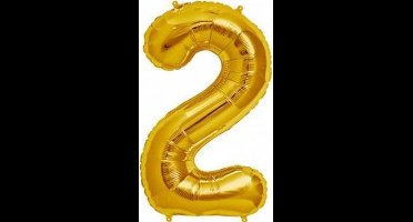 Cijfer 2 Goud Helium 86cm