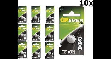10 Stuks (10 Blister a 1st) GP CR1632 125mAh 3V Lithium Knoopcel Batterij