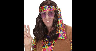 Hippie pruik Lennon bruin