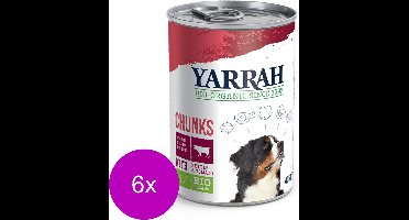 6x Yarrah Bio Blik Brokjes In Saus - Rund - Hondenvoer - 405g