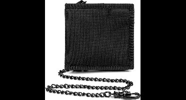 Pacsafe Portemonnee - 11 x 12.5 x 2.5 cm - Pasjeshouder - RFID-beveiligd - Inclusief Veiligheidsketting - Lichtgewicht - Veelzijdige Opslag - Polyester - Zwart