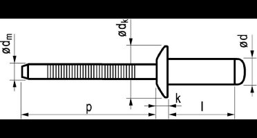 Masterfix blindklinknagel 3,0x8mm RVS (Per 500 stuks)