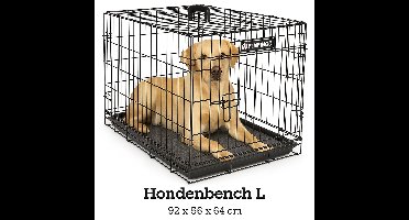 Flamingo Hondenbench L – Opvouwbare Hondenbench Auto – Hondenbench Draadkooi Zwart – 92x56x64 cm – Flamingo hondenbench Ebo Zwart