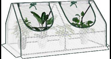 warraich-Metalen foliekas met rolramen – Handig koud frame (120x60x60 cm) voor plantenbescherming-Wit